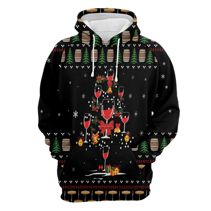 Wine Premium Christmas Hoodie, Red Wine Christmas Tree Unisex Hoodie For Men & Women - Perfect Gift For Christmas, Wine Lover