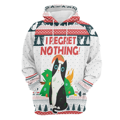 Cat Premium Christmas Hoodie, Cat I Regret Nothing Christmas Unisex Hoodie For Men & Women - Perfect Gift For Christmas, Cat Lovers