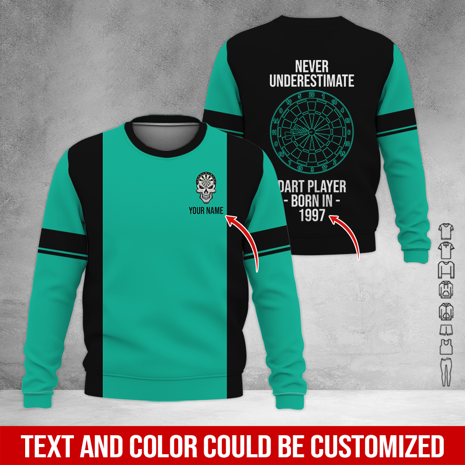 Customized Darts Sweatshirt, Personalized Name & Year Sweatshirt, Never Underestimate Darts Player Sweatshirt, Perfect Gift For Darts Lovers, Darts Player