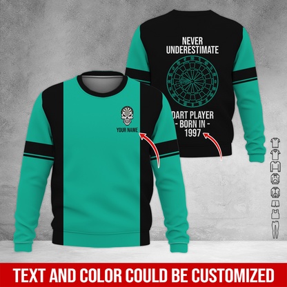 Customized Darts Sweatshirt, Personalized Name & Year Sweatshirt, Never Underestimate Darts Player Sweatshirt, Perfect Gift For Darts Lovers, Darts Player