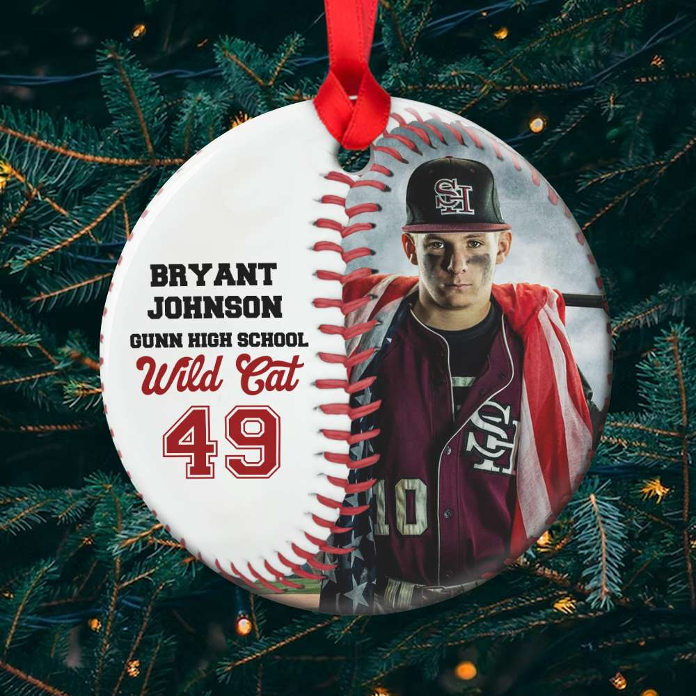 Custom Baseball Circle Ceramic Ornament, Personalized Baseball Player Circle Ceramic Ornament - Perfect Gift For Baseball Lover, Christmas, New Year