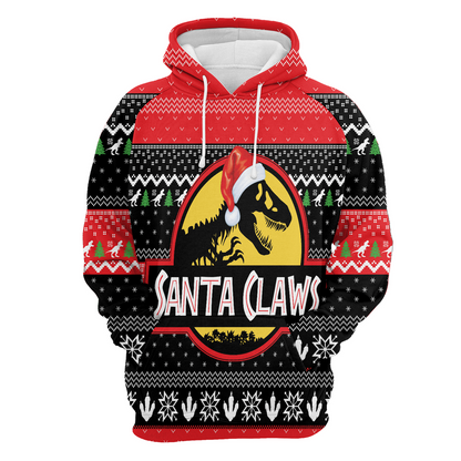T-Rex Premium Christmas Hoodie, T-Rex Santa Claws Christmas Unisex Hoodie For Men & Women - Perfect Gift For Christmas, T-Rex Lover,Friends, Family