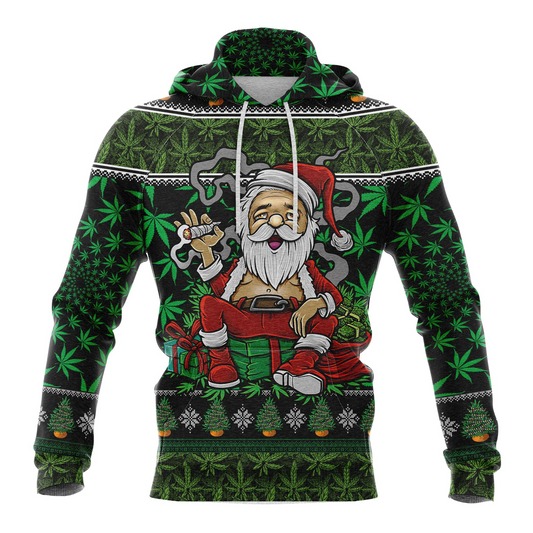 Satan Claus Marijuana Christmas Pullover Premium Hoodie, Perfect Outfit For Men And Women On Christmas New Year Autumn Winter