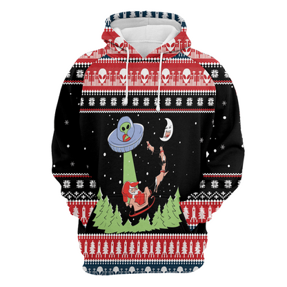 Alien Premium Christmas Hoodie, Alien & Santa Merry Christmas Unisex Hoodie For Men & Women - Perfect Gift For Christmas,Friends, Family