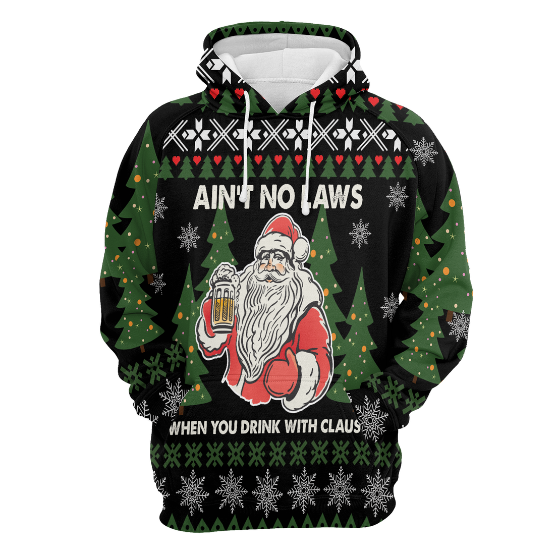 Santa Premium Christmas Hoodie, Ain‘t No Laws When You Drink With Claus Unisex Hoodie For Men & Women - Perfect Gift For Christmas, Beer Lover