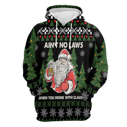 Santa Premium Christmas Hoodie, Ain‘t No Laws When You Drink With Claus Unisex Hoodie For Men & Women - Perfect Gift For Christmas, Beer Lover