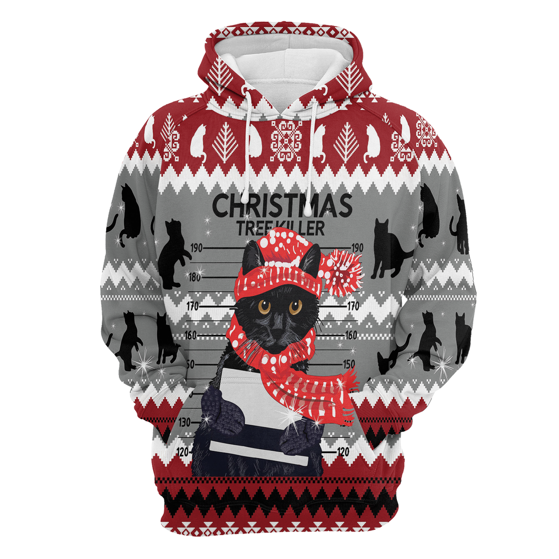 Black Cat Xmas Premium Christmas Hoodie, Black Cat Tree Killer Funny Unisex Hoodie For Men & Women - Perfect Gift For Christmas, Black Cat Lovers