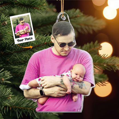 Personalized Acrylic Photo Ornament, Custom Funny Photo Dad & Kid Acrylic Ornament For Christmas, Best Ornament For Christmas, Family