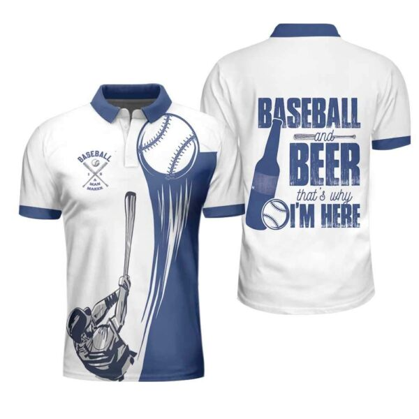 Baseball Men Polo Shirt, Baseball and Beer Thats Why Im Here Polo Shirt For Men, Perfect Polo Shirt For Baseball Lovers