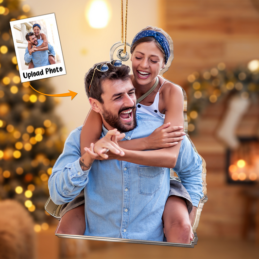 Personalized Acrylic Couple Photo Ornament, Custom Your Best Moment With Lover Photo Acrylic Ornament For Christmas, Best Gift idea for Couple