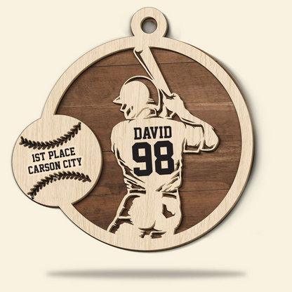 Custom Baseball Wooden Ornament, Personalized Player Wooden Ornament - Perfect Gift For Baseball Lover, Christmas, New Year