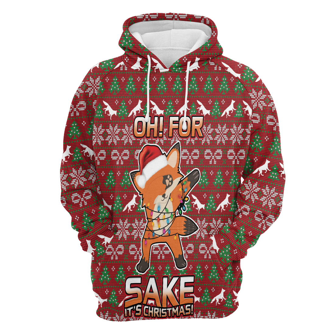 Fox Premium Christmas Hoodie, Oh For Fox Sake  It's Christmas Unisex Hoodie For Men & Women - Perfect Gift For Christmas, Friends, Family