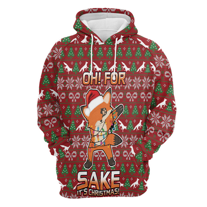 Fox Premium Christmas Hoodie, Oh For Fox Sake  It's Christmas Unisex Hoodie For Men & Women - Perfect Gift For Christmas, Friends, Family