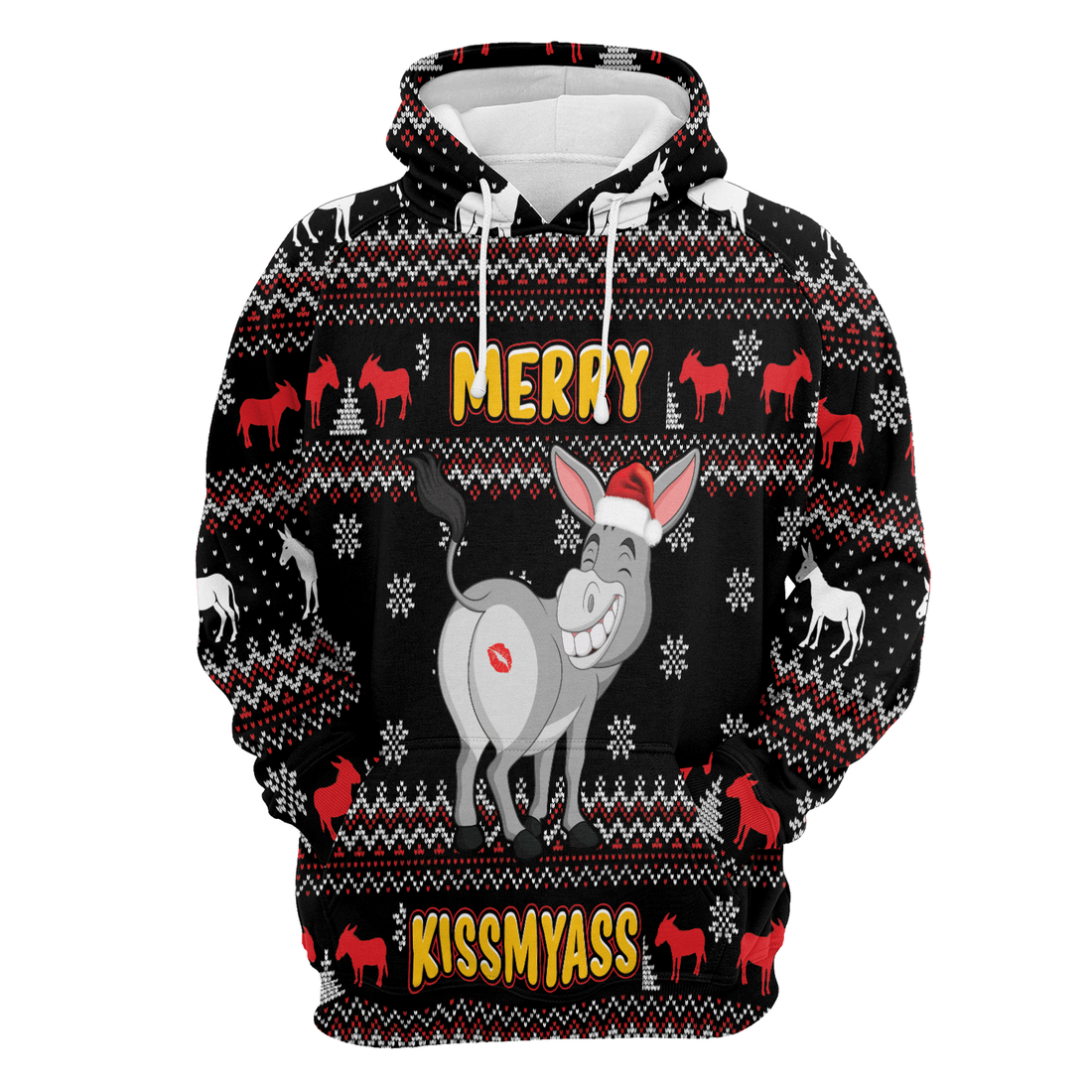 Donkey Xmas Premium Christmas Hoodie, Donkey Merry Kissmyass Unisex Hoodie For Men & Women - Perfect Gift For Christmas, Donkey Lovers