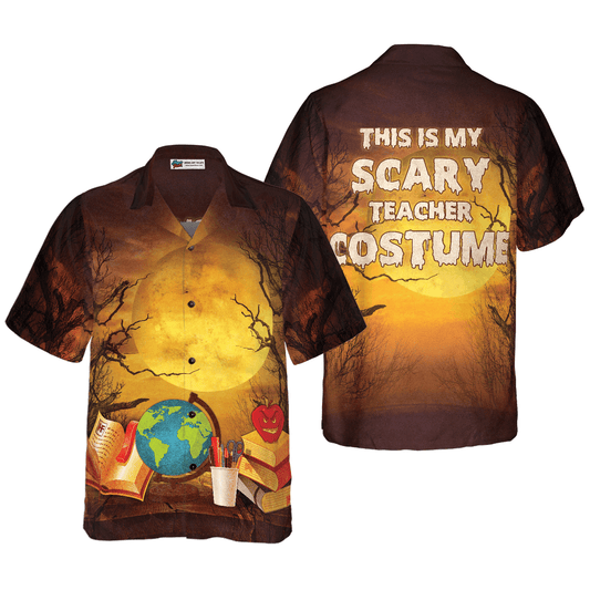 Teacher Hawaiian Shirt, Halloween, This Is My Scary Teacher Costume Aloha Shirt For Men - Perfect Gift For Teacher, Husband, Boyfriend, Friend, Family - Amzanimalsgift