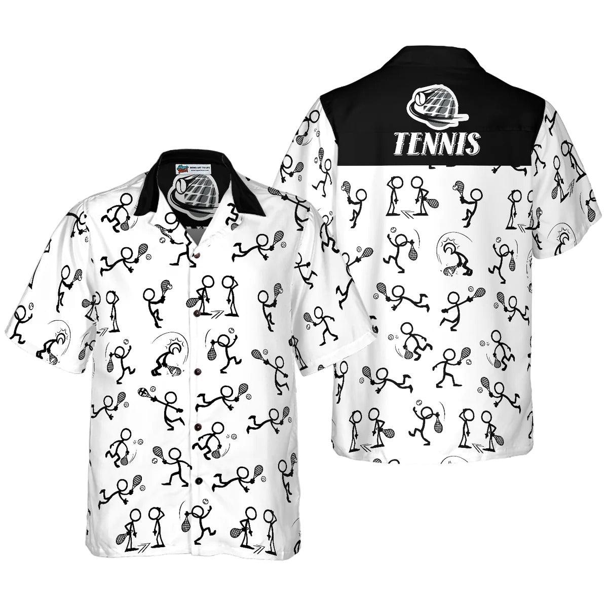 Tennis Aloha Hawaiian Shirt, Stick Figures Tennis Aloha Shirt, Tennis Hawaiian Shirt For Summer - Perfect Gift For Men, Women, Tennis Lover, Friend - Amzanimalsgift