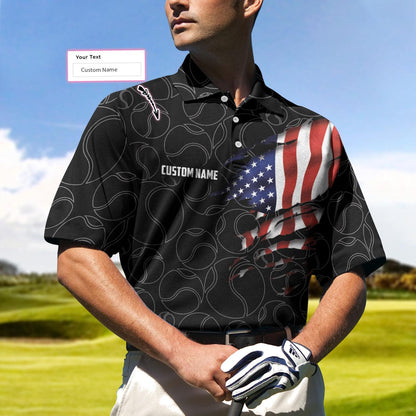 Tennis American Flag Custom Name Polo Shirt, Personalized American Flag Tennis Polo Shirt For Men, Tennis Gift For Male Players - Perfect Gift For Men - Amzanimalsgift