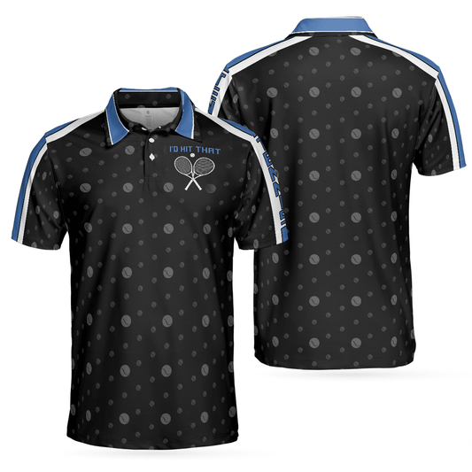 Tennis Blue Version Polo Shirt, Black Dot And Tennis Ball Pattern Polo Shirt, Best Tennis Shirt For Men - Perfect Gift For Men, Tennis Lovers - Amzanimalsgift