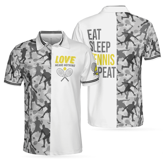 Tennis Men Polo Shirt, Eat Sleep Tennis Repeat Shirt For Male Players, Best Tennis Themed Polo Shirt, Tennis Gift For Men - Amzanimalsgift