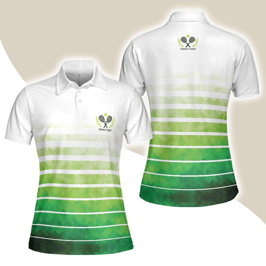 Tennis Women Polo Shirt, Abstract Green Geometric Tennis Women Polo Shirts, Best Gift For The Tennis Players And Tennis Lovers - Amzanimalsgift