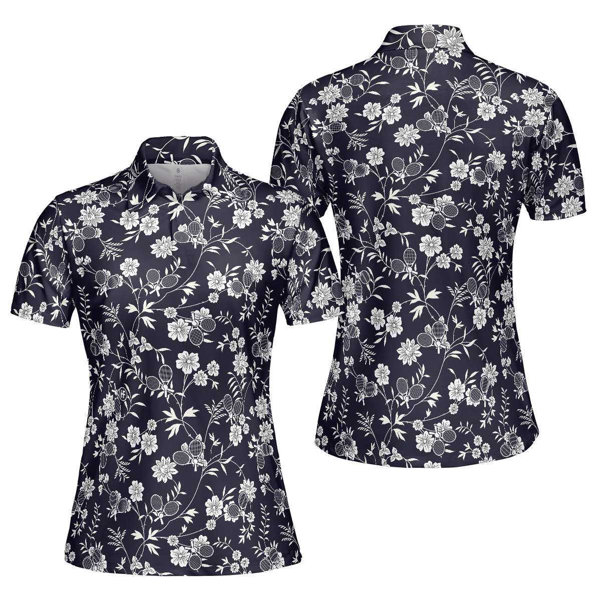 Tennis Women Polo Shirt, Floral Elegant Tennis Rackets Women Polo Shirts, Best Gift For Tennis Lovers, Ladies, Tennis Players - Amzanimalsgift