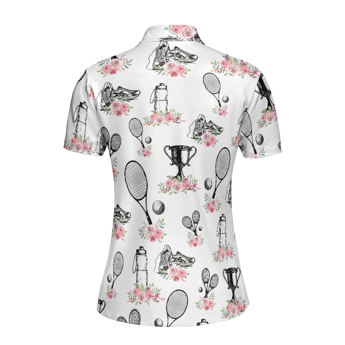 Tennis Women Polo Shirt, Floral Symbol Tennis Player Women Polo Shirts, Best Gift For Ladies, Girls, Tennis Players, Tennis Lovers - Amzanimalsgift