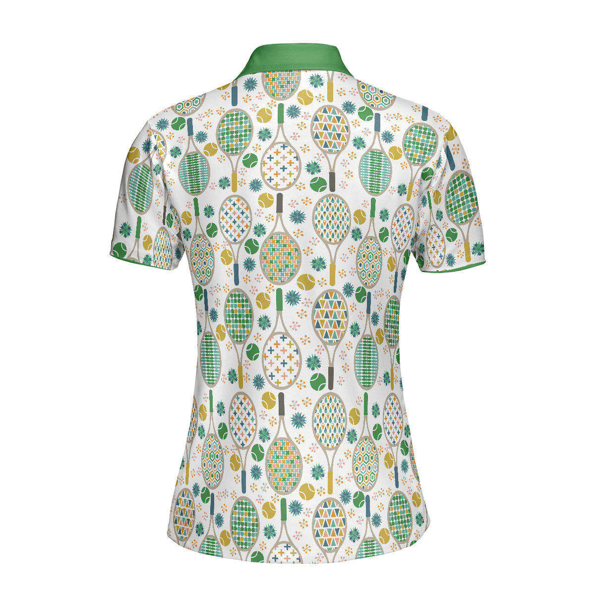 Tennis Women Polo Shirt, Green And Golden Tennis Pattern Women Polo Shirts, Unique Gift For Female Tennis Players, Ladies, Tennis Lovers - Amzanimalsgift