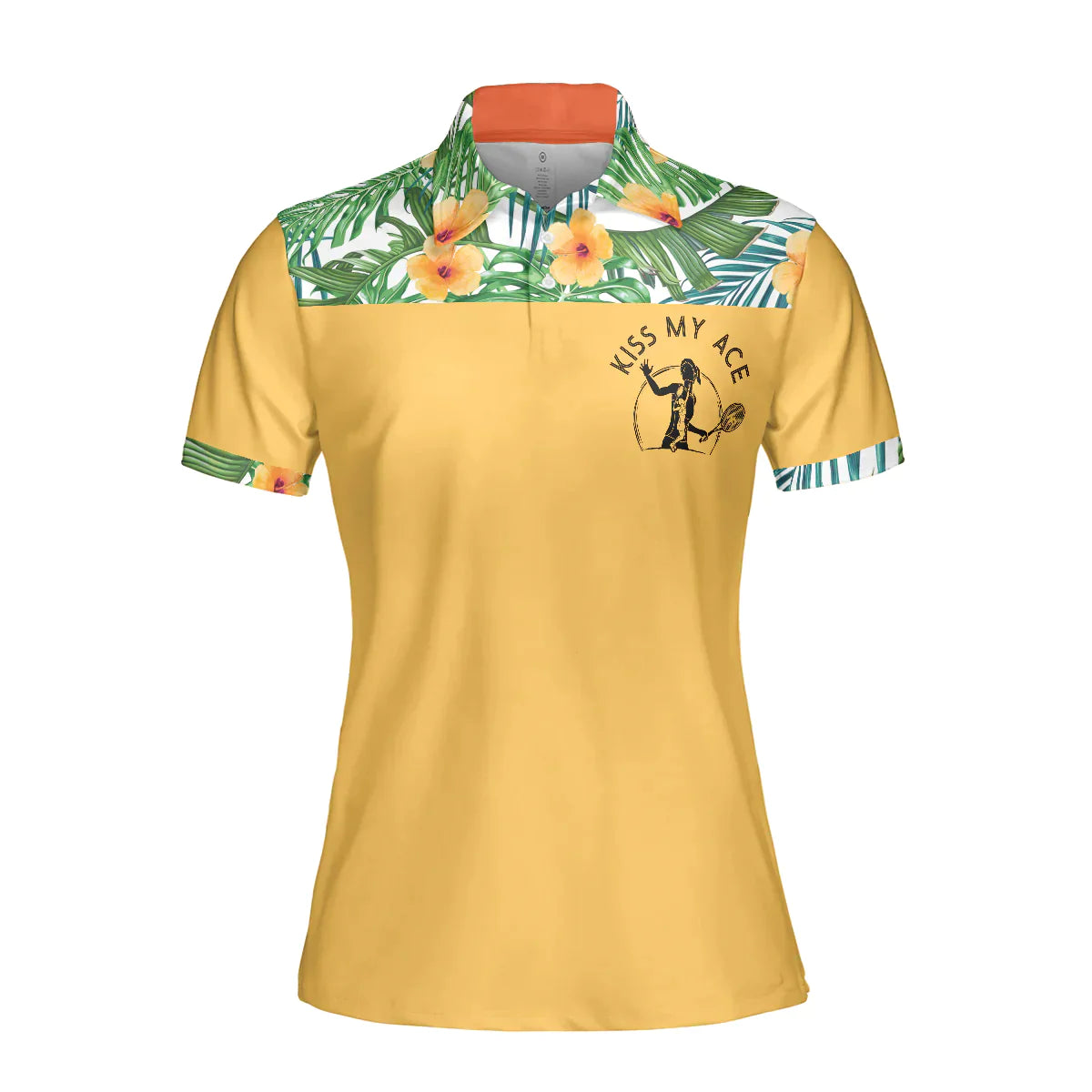 Tennis Women Polo Shirt - Kiss My Ace, Floral Tropical Pattern Tennis Women Polo Shirts - Best Gift For Ladies, Female, Girls, Tennis Lovers - Amzanimalsgift