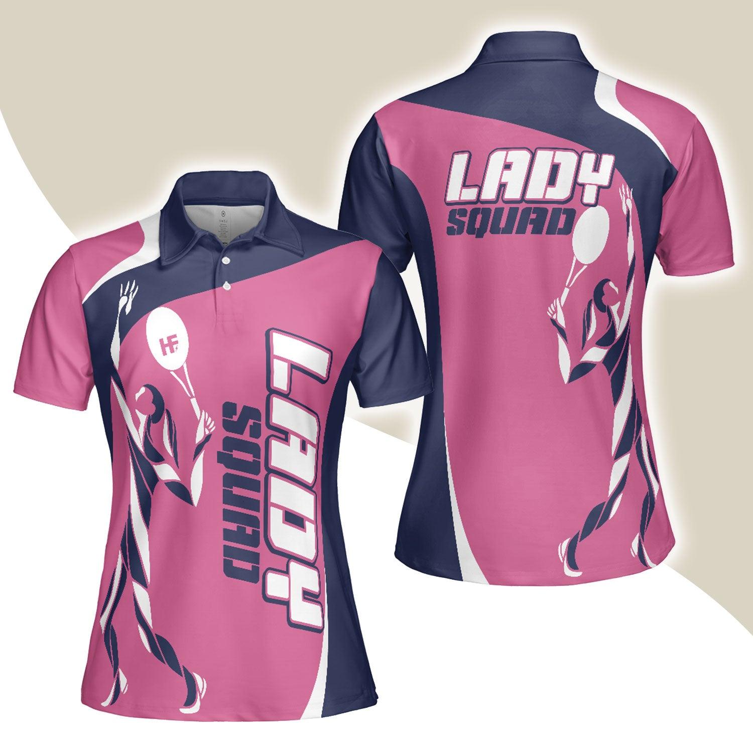 Tennis Women Polo Shirt, Pink Lady Squad Women Polo Shirts - Perfect Gift For Female, Ladies, Tennis Players, Tennis Lovers - Amzanimalsgift