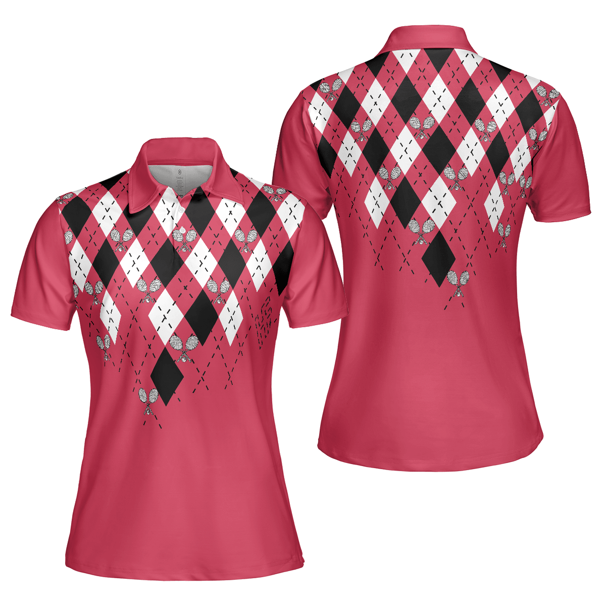 Tennis Women Polo Shirt, Tennis Shirt With Argyle Pattern Women Polo Shirt - Perfect Gift For Women, Ladies, Tennis Lovers - Amzanimalsgift