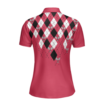 Tennis Women Polo Shirt, Tennis Shirt With Argyle Pattern Women Polo Shirt - Perfect Gift For Women, Ladies, Tennis Lovers - Amzanimalsgift
