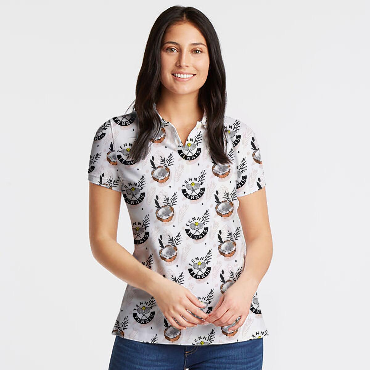 Tennis Women Polo Shirt - Tropical Coconut Tennis Shirt For Women Polo Shirt - Perfect Gift For Women, Tennis Lover - Amzanimalsgift