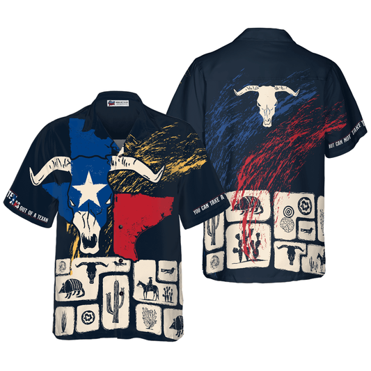 Texas Flag Aloha Hawaiian Shirt For Summer, Texas Pride Home Shirt Longhorn Skull, Proud Texas Hawaiian Shirts For Texans Men Women, Gift For Friend - Amzanimalsgift