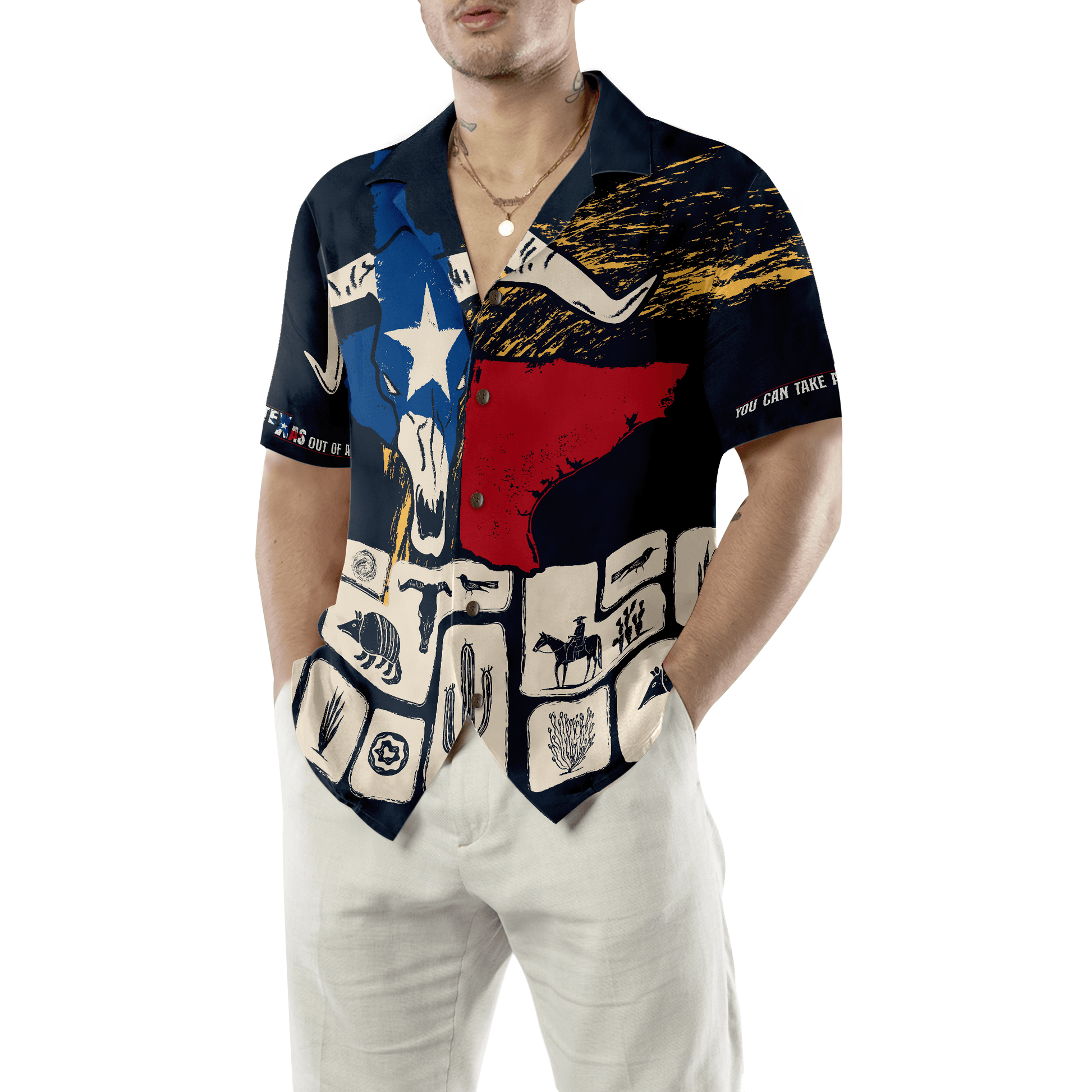 Texas Flag Aloha Hawaiian Shirt For Summer, Texas Pride Home Shirt Longhorn Skull, Proud Texas Hawaiian Shirts For Texans Men Women, Gift For Friend - Amzanimalsgift