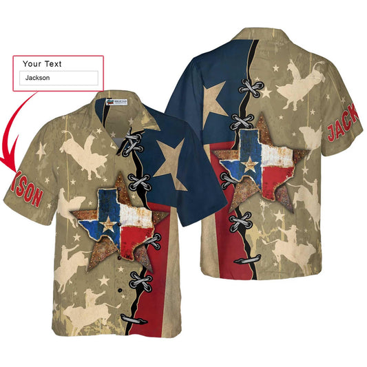 Texas Flag & Rodeo Texas Custom Name Hawaiian Shirt, Summer Aloha Shirt Perfect Gift For Men Women, Personalized Unique Texas Shirt For Texas Lovers - Amzanimalsgift