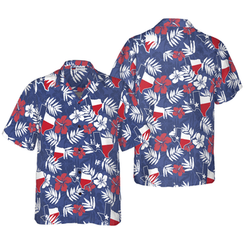 Texas Flag Tropical Seamless Pattern USA Hawaiian Shirt, Colorful Summer Aloha Shirts For Men Women, Perfect Gift For Husband, Wife, Boyfriend, Friend - Amzanimalsgift
