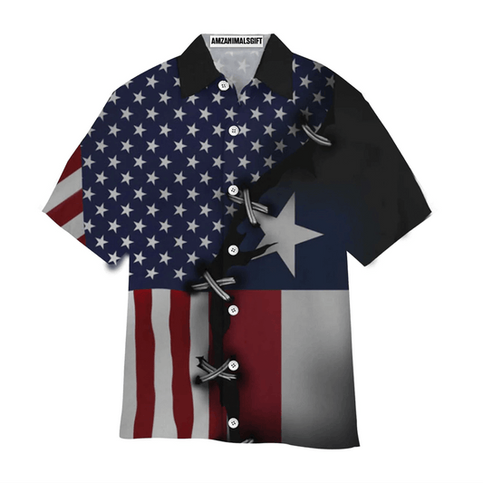 Texas Flag With American Flag Aloha Hawaiian Shirts For Men Women, 4th July Gift For Summer, Friend, Family, Texas Proud, Patriot, Independence Day - Amzanimalsgift