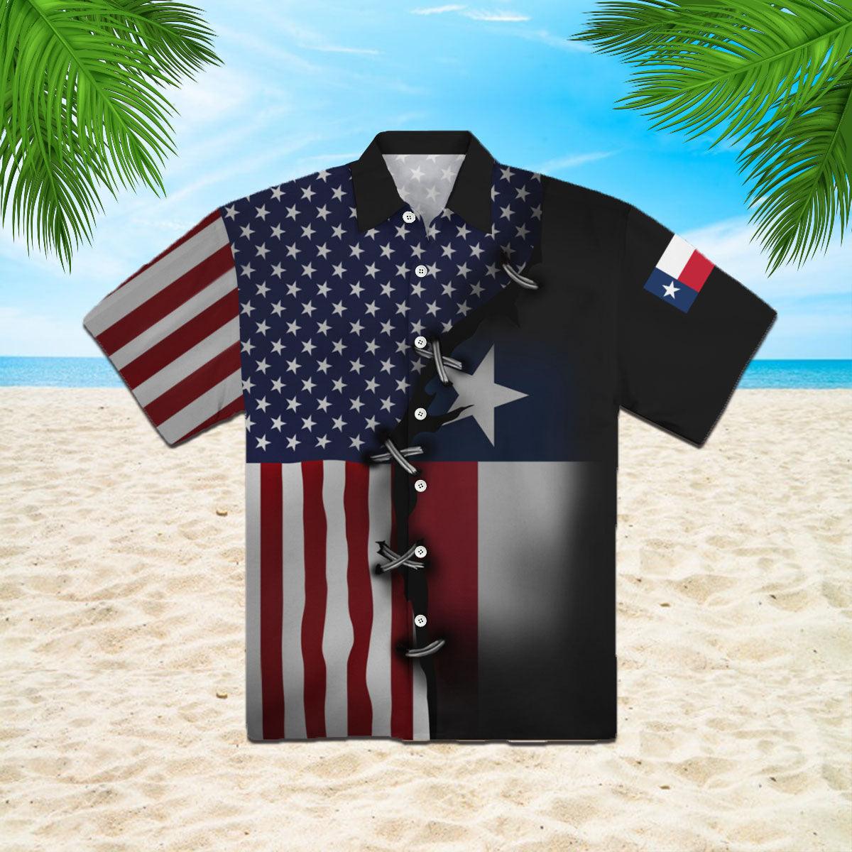 Texas Flag With American Flag Aloha Hawaiian Shirts For Men Women, 4th July Gift For Summer, Friend, Family, Texas Proud, Patriot, Independence Day - Amzanimalsgift