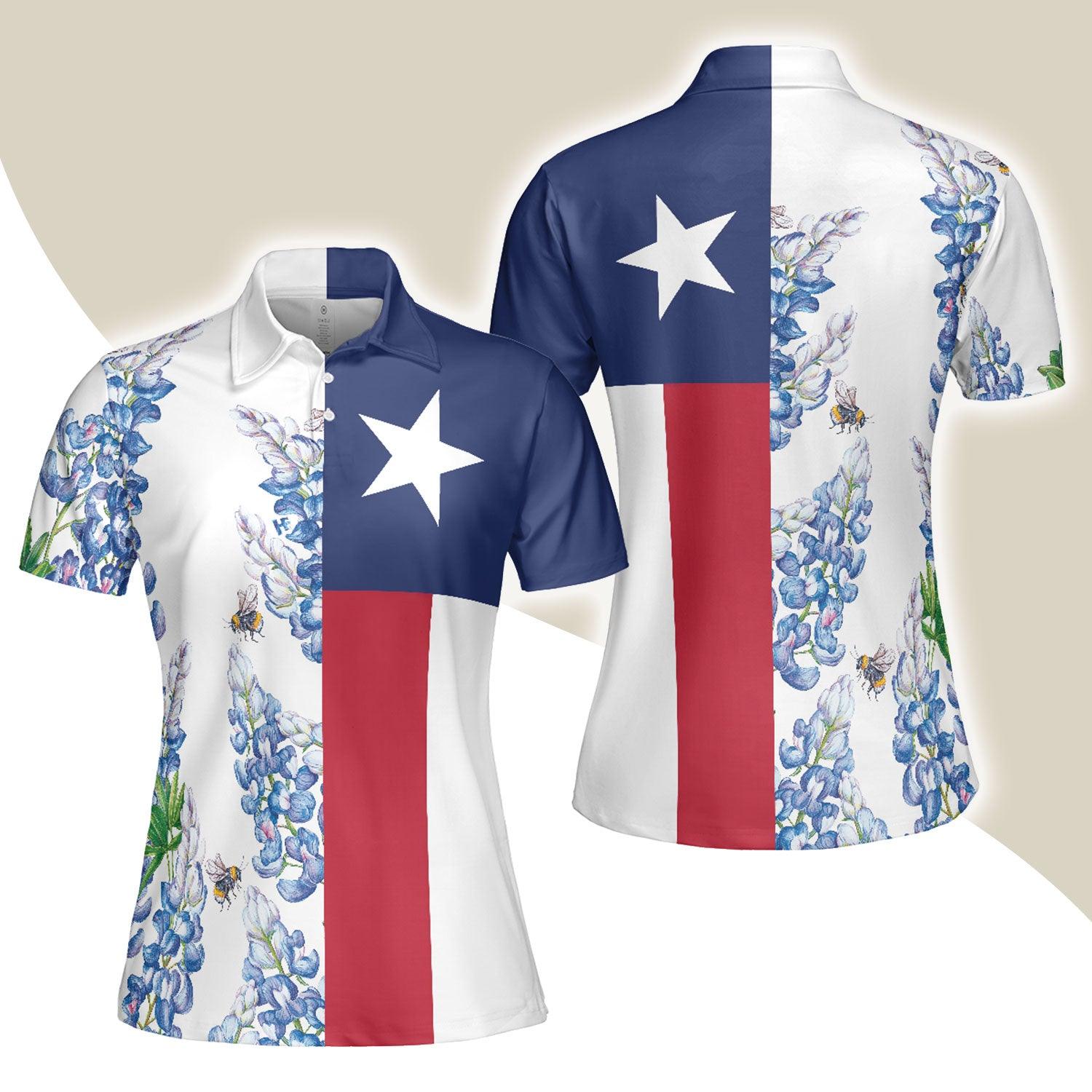 Texas Flag Women Polo Shirt, Texas Proud Bee Bluebonnet Women Polo Shirts, Perfect Gift For Female, Ladies, Girls - Amzanimalsgift