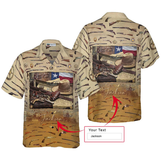 Texas Heritage Custom Name Hawaiian Shirt, Texan Cowboy Wild West Guns Texas Native, Proud Texas, Summer Aloha Shirt Perfect Unique Gift For Men Women - Amzanimalsgift