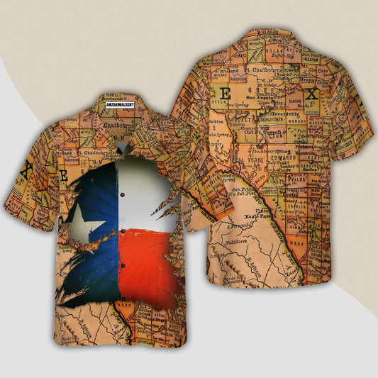 Texas Map Vintage Texas Hawaiian Shirt, Summer Aloha Shirt Perfect Gift For Men Women, Unique Texas Shirt For Texas Lovers - Amzanimalsgift