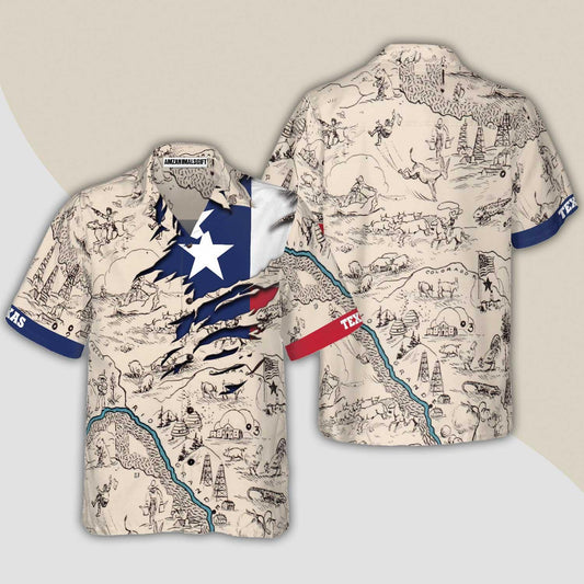 Texas State Map Texas Flag Hawaiian Shirt, Colorful Summer Aloha Shirt For Men Women, Perfect Gift For Friend, Family, Husband, Wife, Texas Lovers - Amzanimalsgift