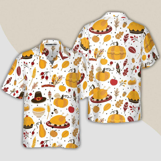 Thanksgiving Pattern Hawaiian Shirt - Perfect Gift For Lover, Friend, Family - Amzanimalsgift