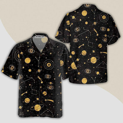 The Golden Sky Aloha Hawaiian Shirt For Summer, Space Planet Themed Hawaiian Shirt For Men Women Adults, Gift For Friend, Family, Team - Amzanimalsgift