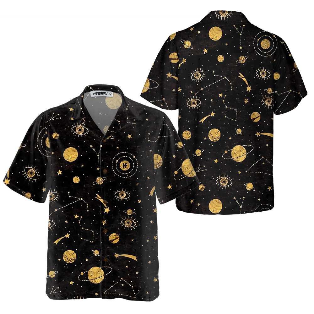 The Golden Sky Aloha Hawaiian Shirt For Summer, Space Planet Themed Hawaiian Shirt For Men Women Adults, Gift For Friend, Family, Team - Amzanimalsgift