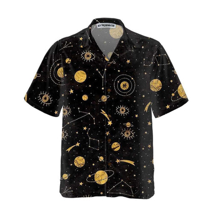 The Golden Sky Aloha Hawaiian Shirt For Summer, Space Planet Themed Hawaiian Shirt For Men Women Adults, Gift For Friend, Family, Team - Amzanimalsgift