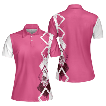 The Lady Golf Skull Short Sleeve Women Polo Shirt - Perfect Gift For Women - Amzanimalsgift