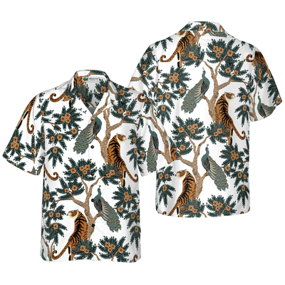 Tiger Hawaiian Shirt, Tropical Summer, Tiger Life Aloha Shirt For Men - Perfect Gift For Husband, Boyfriend, Friend, Family - Amzanimalsgift