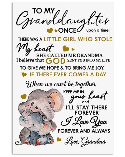 To My Granddaughter Portrait Canvas - Elephant To My Granddaughter Once Upon A Time There Was A Little Girl Portrait Canvas - Gift For Granddaughter - Amzanimalsgift