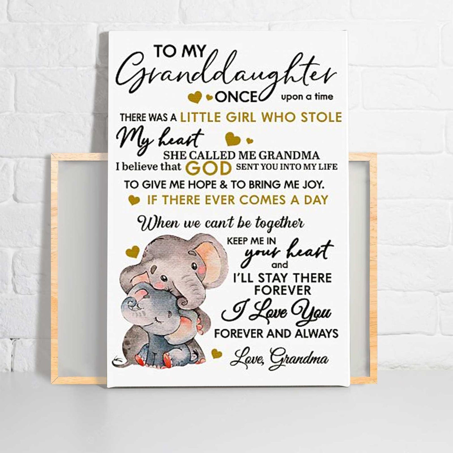 To My Granddaughter Portrait Canvas - Elephant To My Granddaughter Once Upon A Time There Was A Little Girl Portrait Canvas - Gift For Granddaughter - Amzanimalsgift